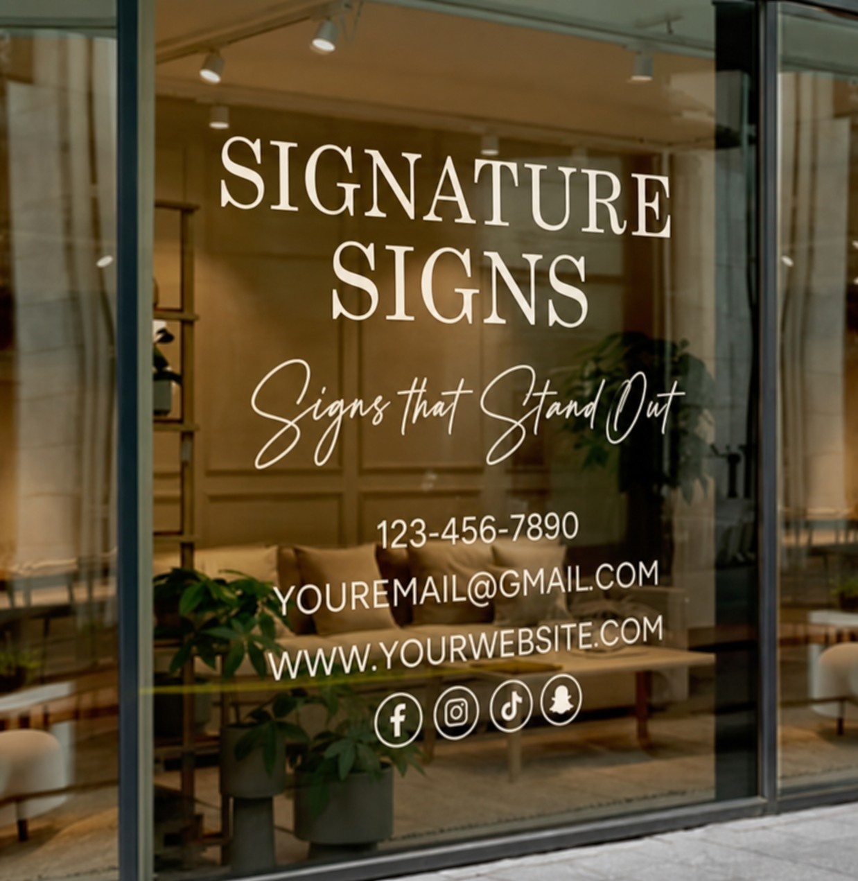 Modern cafe door signage